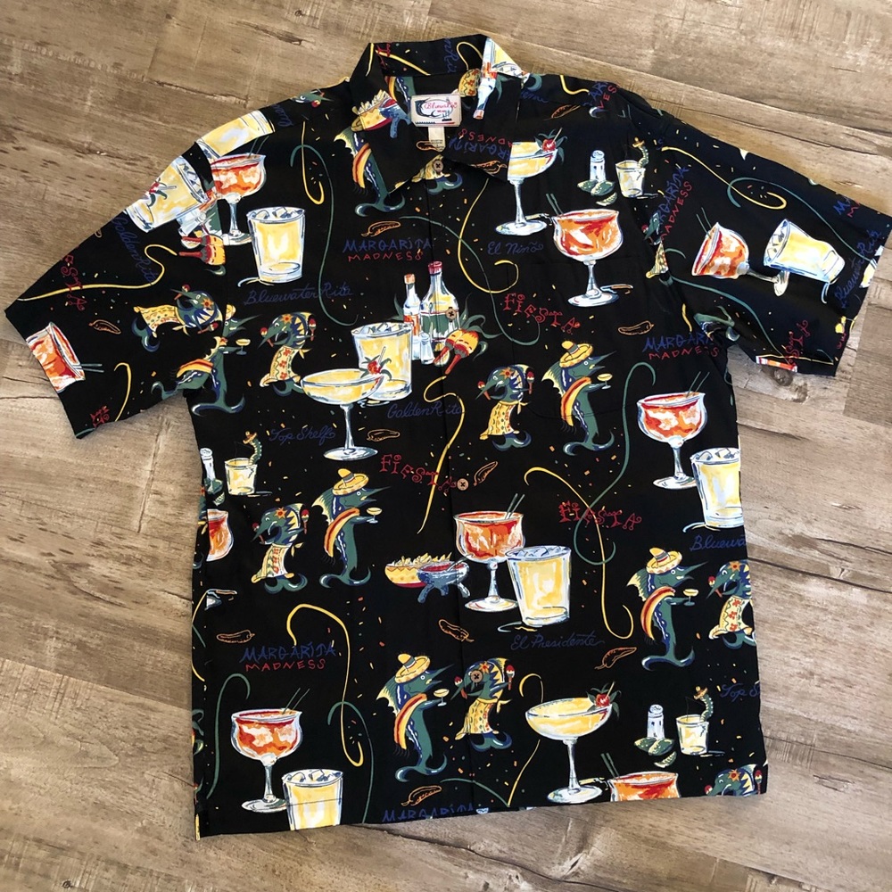 Bluewater Wear Mexican Fiesta Margarita Cocktail Short Sleeve Button Up Shirt